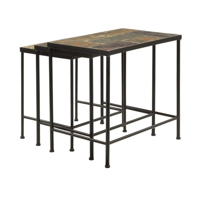 Zhongma Nesting Tables Set of 3, End Tables with Slate