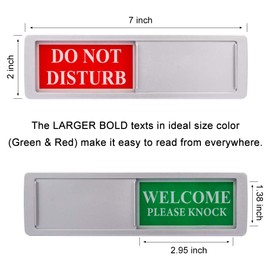 Privacy Sign - Do Not Disturb / Welcome Sign for Home Office Restroom Conference Hotel Hospital, Easy to Read Non-Scratch Magnetic Slider Door Indicator Sign with Clear, Bold & Colored Text - Silver