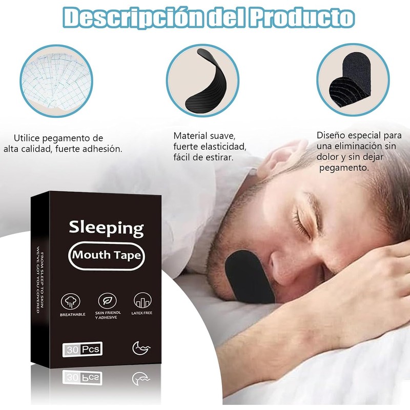 Cinta Antirronquidos Bucal para Dormir – Pack 30 Tiras Suaves