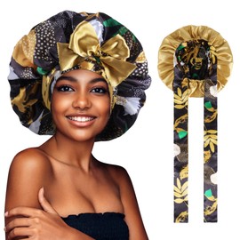 Hebenie Satin Bonnet for Sleeping, Silk Hair Wrap Night Cap with Tie Band - Large Size, Double Layer, Perfect for Women