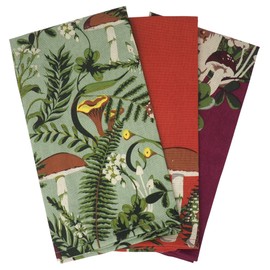 SiL Interiors Botanical Mushroom and Forest Tea Towels - Cotton Kitchen Towels - Set of 3