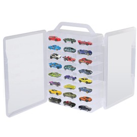 Ngdiluxury Double Sided Storage Case for Hot Wheels Storage with Carrying Handle, Portable 1/64 Scale Toy Cars Storage Box Compatible with 46 Matchbox Hot Wheels Storage, Case Only (1 Pack)