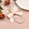 White Bow Wristlet Keychains for Girls Women Pearl Bracelet Keychain