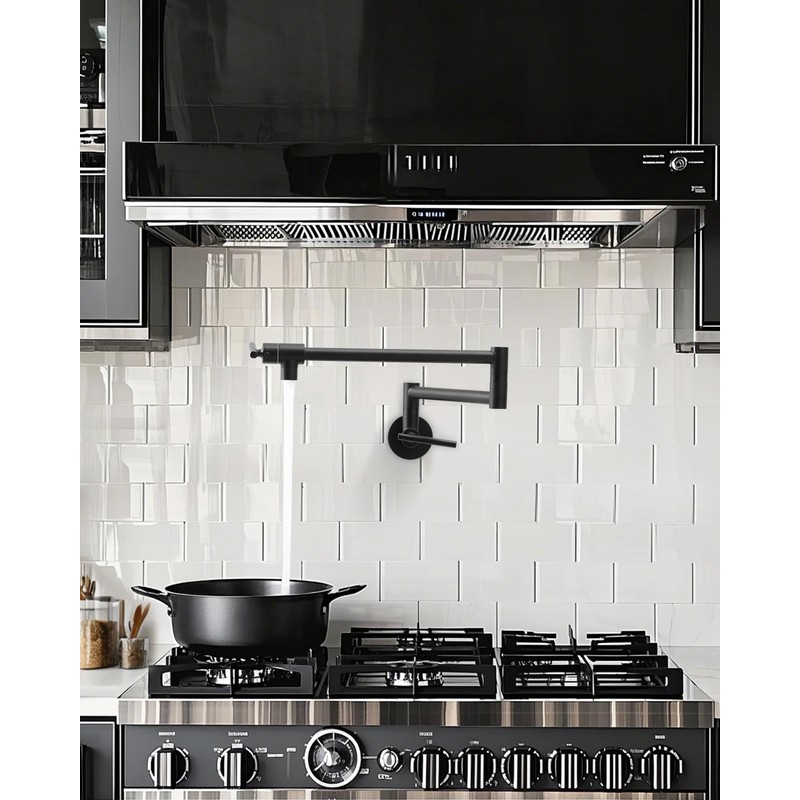 Fransiton Matte Black Pot Filler, Pot Filler Faucet Wall Mount,