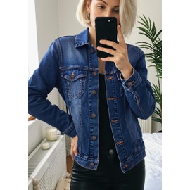 Jeans Jacket For Women - Regular Fit Button Down Women's Denim Jackets Trucker - Long Sleeves Jean Jacket Women 100% Cotton