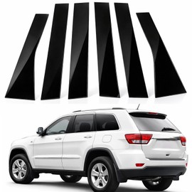 iwannachange A Set Door Window B Pillar Post Cover Trim Molding Kit fit for 2011-2021 Jeep Grand Cherokee Accessories with Gloss Black Self-Adhesive