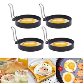 Culturaltu Fried Egg Mold Set of 4 Fried Egg Rings Egg Ring Egg Fryer Egg Ring Stainless Steel Handled Round Shapers Kitchen Cooking Tools for Home Use Baking DIY