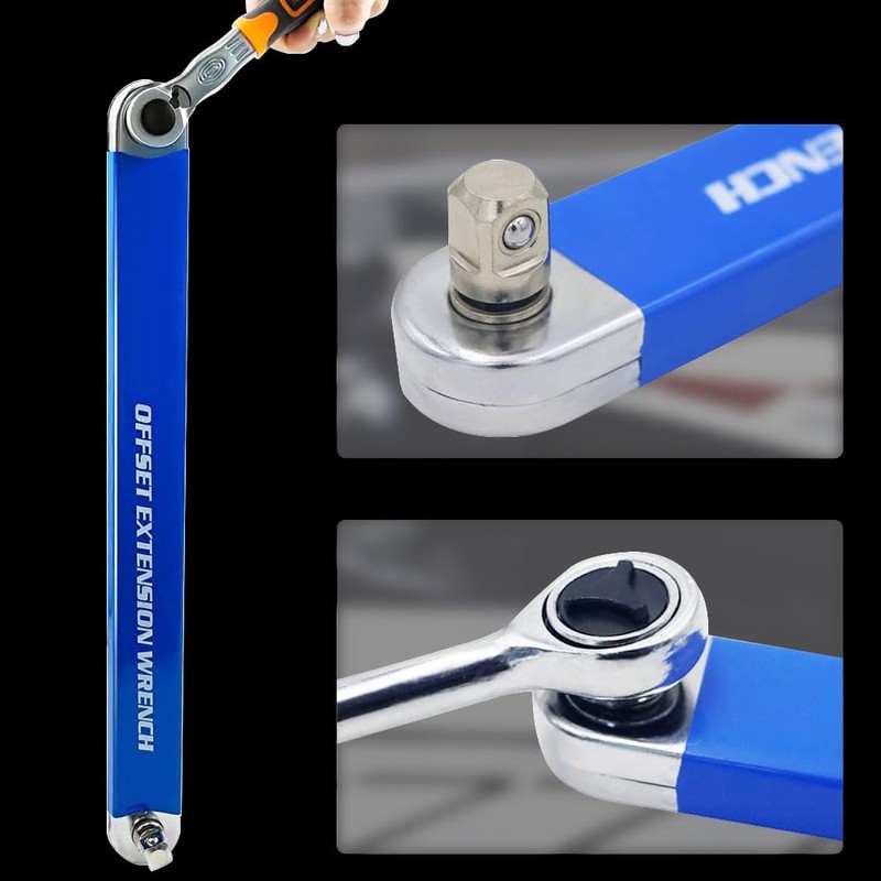 THIKPO Offset Extension Wrench with 1/2 Inch, 1/4 Inch and