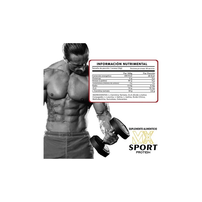 Cla + Carnitina Mx Sport 1kg Preentreno 100servicios Sabores