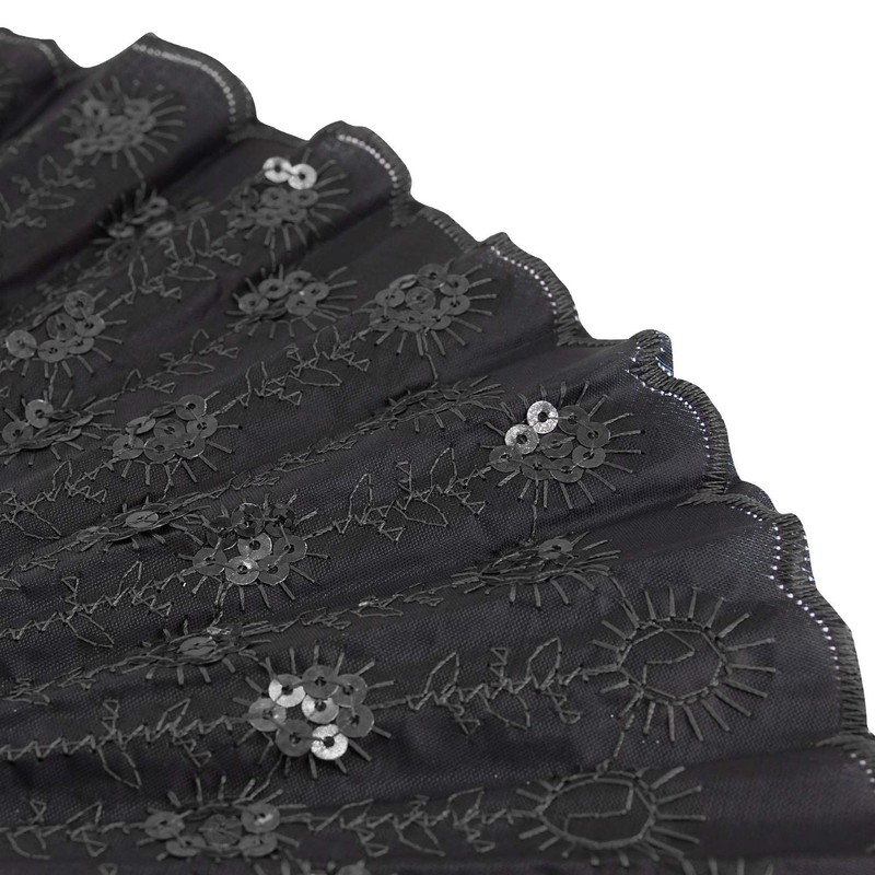 Innolife Elegant Embroidered Flower Peacock Pattern Sequin Fabric Folding Handheld