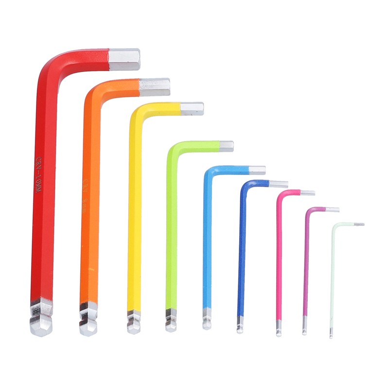9Pcs Hex Wrench Ball End Colourful Long Arm Metal Key