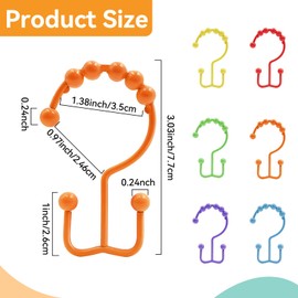 Ylsamzgkj Rainbow Shower Curtain Hooks, 12Pcs Colorful 304 Stainless Steel Rings for Bathroom, Rust Proof Double Glide Rings for Curtain Rods Supplies.