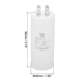 PATIKIL CBB60 25uf Running Capacitor,AC 450V 4 Pins 50/60Hz Double Insert Cylinder Bottom for Air Conditioning,Water Pump,Fan Motor Star 96 x 40mm