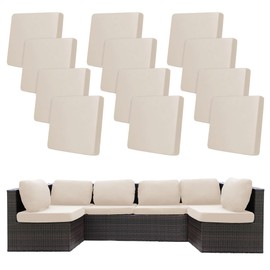 BIETYONE 12Pcs Stretch Patio Cushion Covers Outdoor Cushion Covers,for Outdoor Couch Cushion Covers Replacement,Outdoor Sofa Covers Patio Slipcovers Couch Cover,Washable Furniture Cover (Beige,Cover Only)