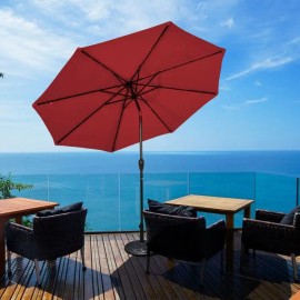10 Feet Outdoor Patio Umbrella with Bright Solar LED Lights Premium Product in Patio Umbrellas & Bases Categorycolor: Beige Color