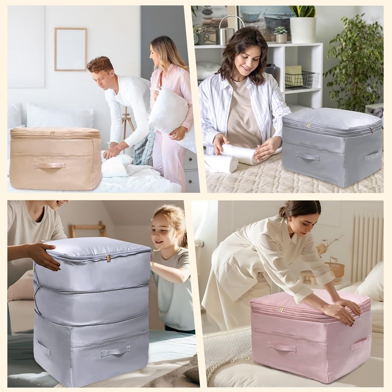 Ultra Space Saving Self Compression Organizers, 4 Pack Double Zipper