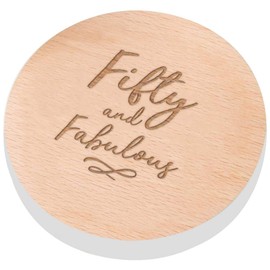 Engraved Grey Coaster - "Fifty And Fabulous" Design - 50th Birthday Coaster For Women / 50th Birthday Presents For Women/Funny 50th Birthday Gifts For Women Friend Mum
