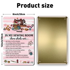 QYAYIK In My Sewing Room Wall Art for Sewing Lovers Gift, Tin Sign Vintage Chic Art Decoration Posterfor Home Bar Cafe Farm Store 12" X 8"