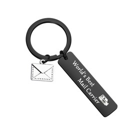 WSNANG World's Best Mail Carrier Keychain Mail Carrier Gift Thank You Gift for Postal Worker(Mail Carrier Black KC)
