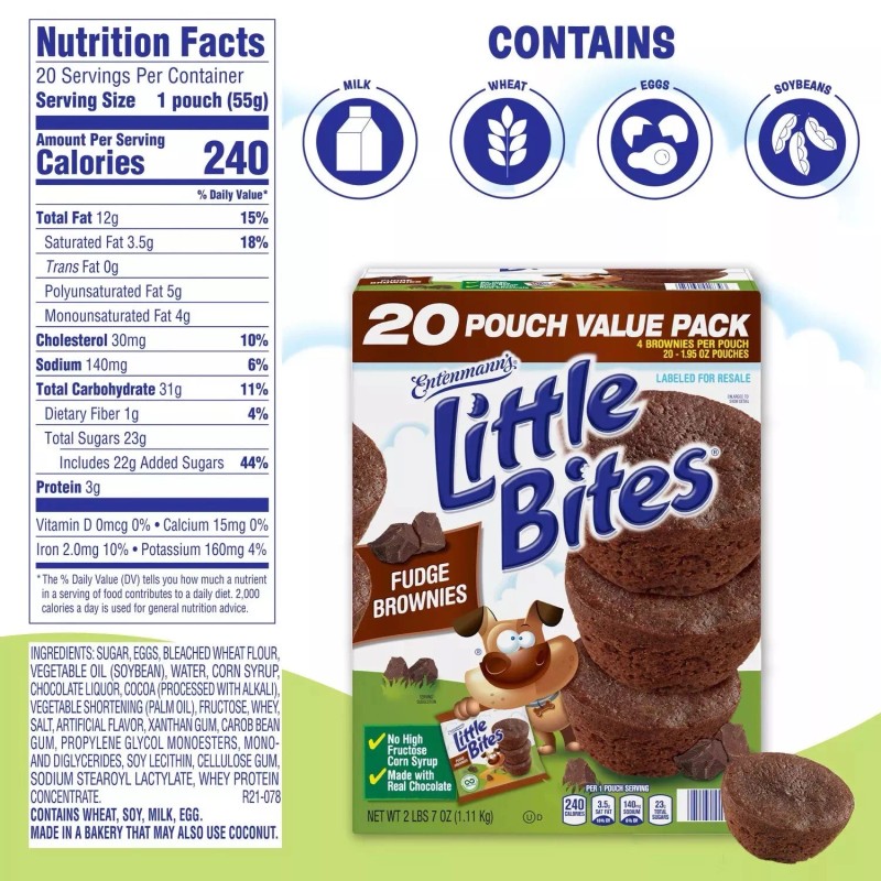Entenmann's Little Bites Fudge Brownie Mini Muffins 1.95 oz., 20