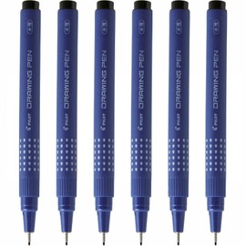 Pilot Set of 6 Felt Tip Pens Drawing Pen 08 Black Size of Pre-Drawn 0.80 mm