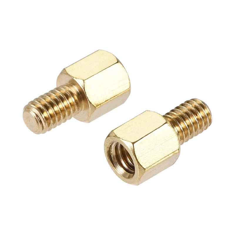 sourcing map 10 Sets M4 Hexagonal Brass Spacers 6 mm