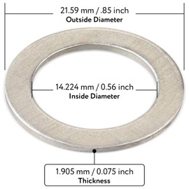 Mission Automotive 20-Pack Oil Drain Plug Crush Washer Kit - Leakproof Drain Plug Gaskets & Oil Seal Washers - Durable Stainless Steel - Compatible with Honda Civic, Accord & CR-V - 1 in, Silver