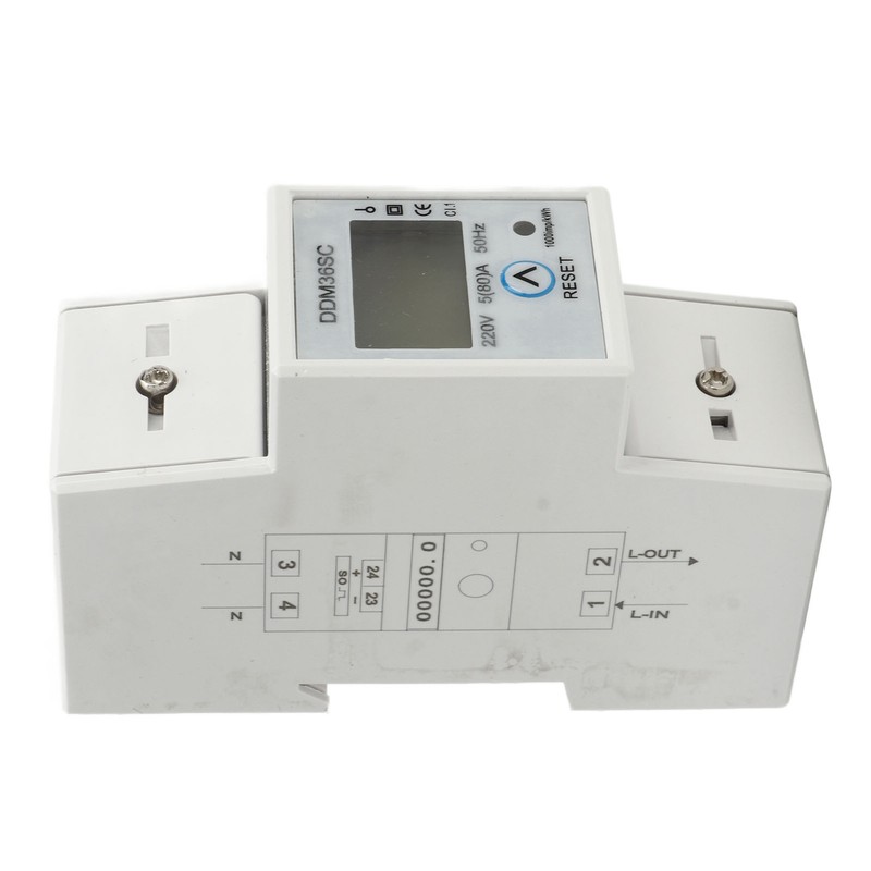 Single Phase Energy Meter LCD Display DIN Rail 2P Total