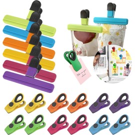 18 Piezas Clips para Bolsas de Alimentos con Imán - Pinzas Herméticas Grandes Mejoradas para Bocadillos, Café y Patatas Fritas - Multicolor, Resistente para Cocina, Viajes y Oficina