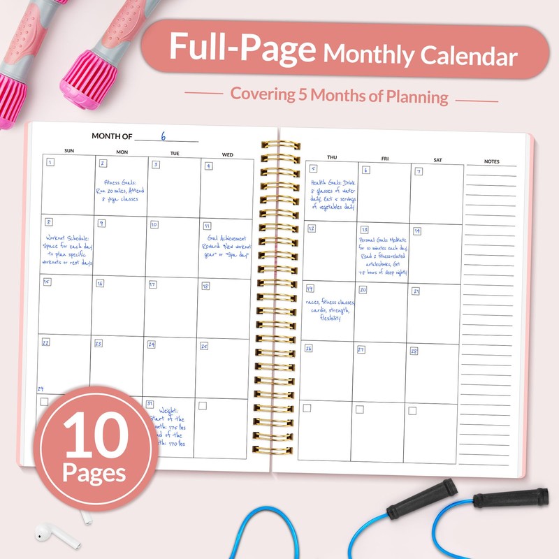 Fitness Journal Workout Planner, A5(6.4" x 8.3") Workout Journal &