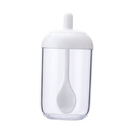 Alipis 2sets Elegant Kitchen Condiment Jars Spoon Seasoning Organizer Box Spice Holder Lids for Salt Pepper Sugar Cinnamon Basil Garlic Cumin 2pcs*2