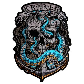 "MakeMyPatch Kraken Large Patches for Vest Embroidered Applique Patches Perfect for DIY Iron on or Sew on Motorcycle Patches, Ideal for Jackets, Clothing, and Bags"