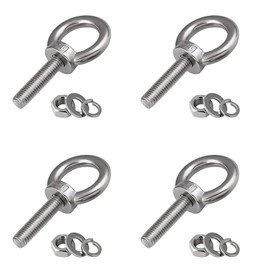 Dzsomt Eye Bolt M8 Pack of 4 Ring Eye Bolts 304 Stainless Steel Eye Bolts Screw Hooks Hardware Eye Bolts with Washers for Fixing and Hanging Roll