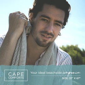 Cape Comforts Oversized Turkish Beach Towel, Diamond Dobby Charcoal - 37'' x 67'' - Super Soft & Lightweight | Quick Dry Sand Free Travel Towels for Beach or Bath | Gifts