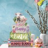 4 Pcs Easter Table Decorations Bunny Tiered Tray Decor Wooden