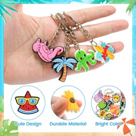 XHAOYEAHX 30PCS Random Different Summer Keychains,Mixed Non-Repeat Cute Key Chain Bulk Beach Keychain Hawaiian Party Favors