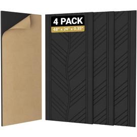 TONOR 4 PCS Acoustic Panels, 48″ x 24″ x 0.35″ Leaf Pattern Soundproof Wall Panels, Full Self-Adhesive, Sound Absorbing Panels for Noise and Echo Reduction, Acoustic Treatment for Studio, Home, Black