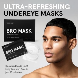 JAXON LANE BRO MASK Under Eye Patches for Men with Hydrogel (6 x 1 pack) - Anti-Aging Korean Eye Masks for Dark Circles and Puffiness- Puffy Under Eye Treatment - Perfect Skin Care for Men