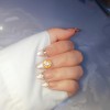 french tip press on nails short，30 pcs glossy diamond nails