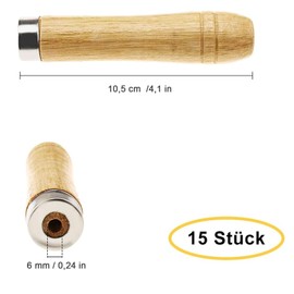 GOIEHIR 15 Pcs File Handle with Strong Metal Collar, 105mm Wood File Handle for Woodworking, Carpenters, Tool Maintenance, 6mm Hole