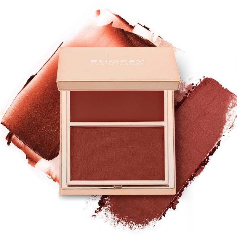 PHOFAY Double-Take Cream & Powder Blush Duo - Smooth, Weightless,