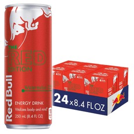 Red Bull Red Edition Energy Drink, Watermelon, with 80mg Caffeine plus Taurine & B Vitamins, 8.4 Fl Oz, 6 Packs of 4 Cans (Pack of 24)