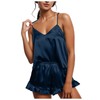 Celucke Women's Satin Pajama Set, V Neck Camisole Top and