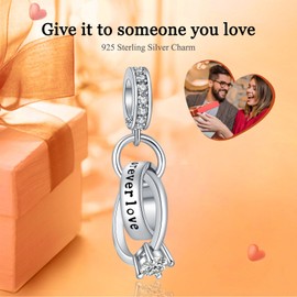 Rimgoris 925 Sterling Silver Charm for women bracelets necklace Ring Diamond Pendant Forever Love Charm Women Bracelet Charm