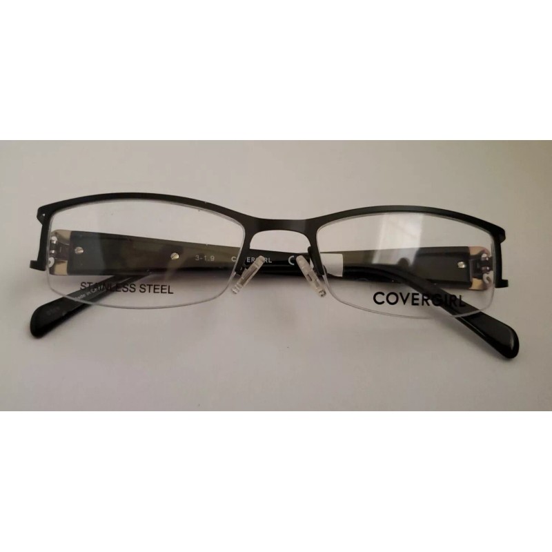 COVERGIRL Womens Covergirl Eyeglasses CG0394-01 Black White Rectangle Half Rim