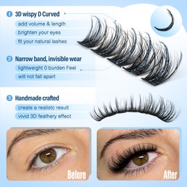 Natural Lash Clusters 12-16mm Wispy Eyelash Clusters 192pcs Cluster Eyelash Extensions Wispy Cluster Lashes Individual False Eyelashes for DIY Lash Extension at Home