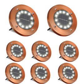 HOFLY Outdoor In-Ground Solar Landscape Lights - 8 Pack, 12 LED, White Light for Pathway, Yard, Patio, Walkway