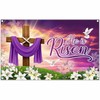ZTHMOE 72x43inch Fabric He is Risen Easter Backdrop Spring Christian