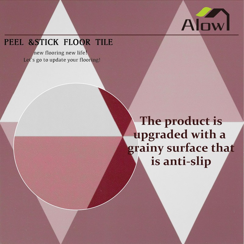 Alow Peel and Stick Floor Tile,Self-Adhsive Vinyl Flooring,Red Peel and