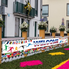 LOHAME World Flags Banner 300 x 50 cm Games Decoration Games World Flags for Decoration Summer Games 2024 Large Opening Bar Restaurant Sports Festivals